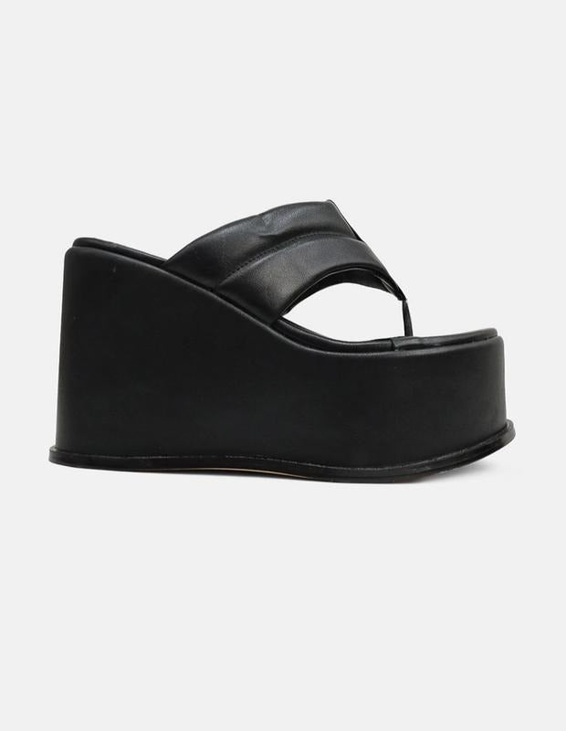 Black Platform Wedge Sandal