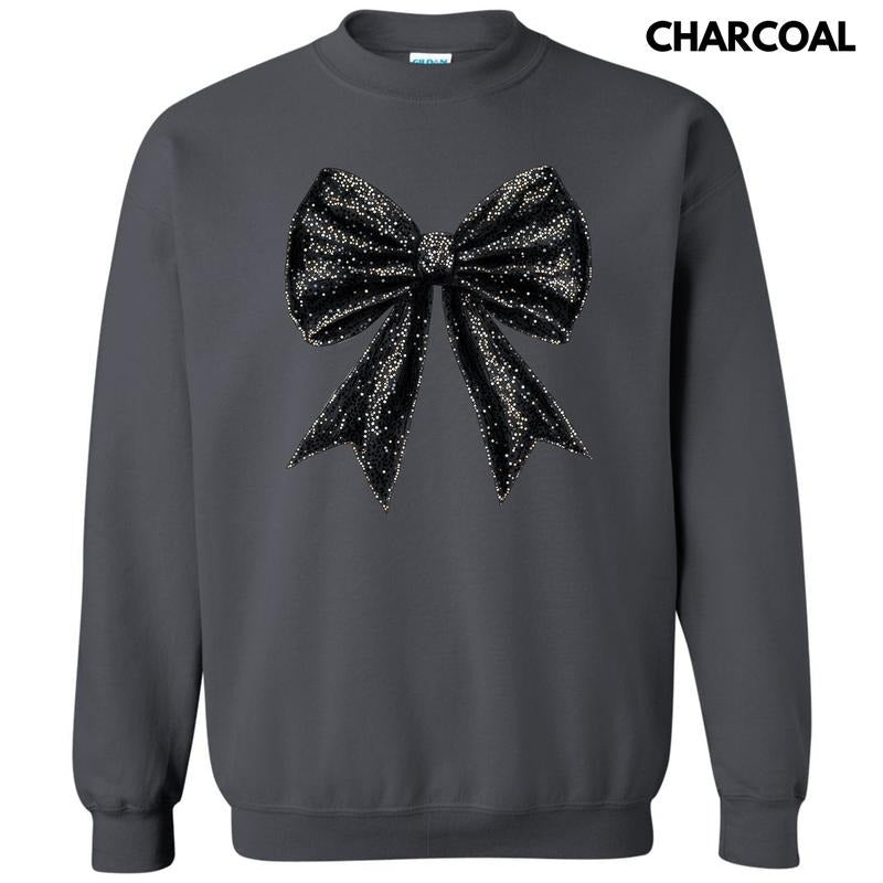 Black Shimmer Bow Sweatshirt 'NLB'