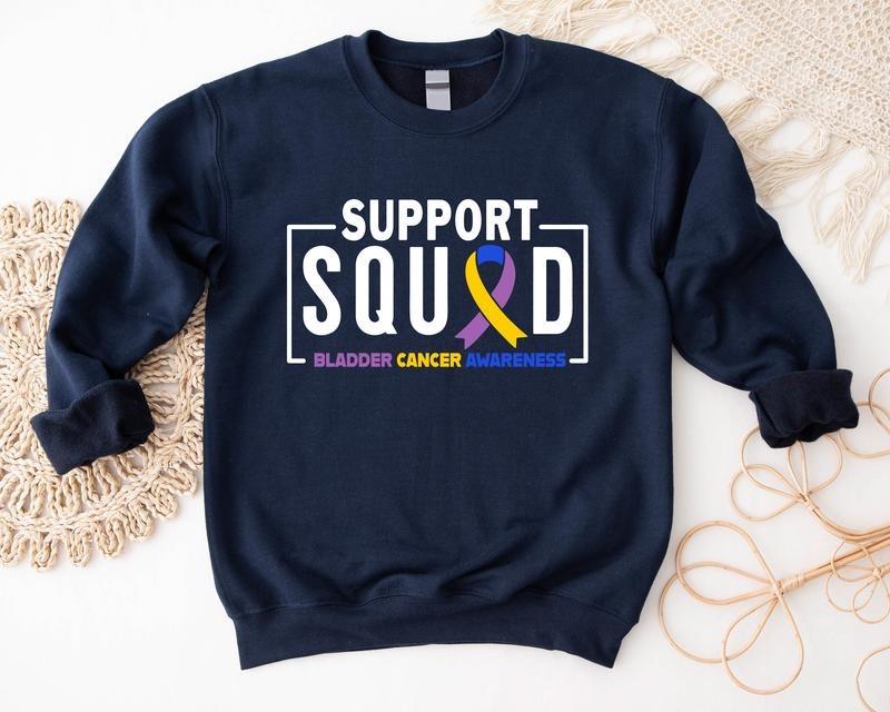Bladder Cancer Support Sweatshirt, Matching Squad Sweater, Bladder Cancer Awareness Hoodie, Survivor Gift Sweatshirt, Ribbon Support Long Sleeve, Fighter Hoodie.