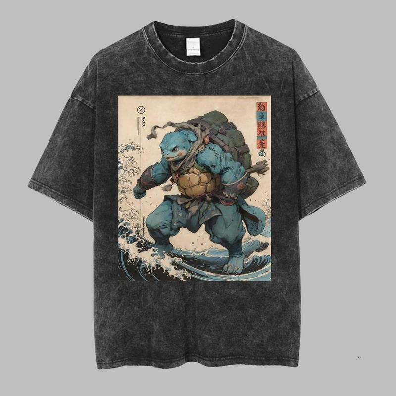 Blastoise Vintage Tee, Pokemon Graphic Tee, Blastoise Samurai T-Shirt, Anime Shirt, Gift For Pokenon Fans, Unisex Anime Gift For Menswear Womenswear Top