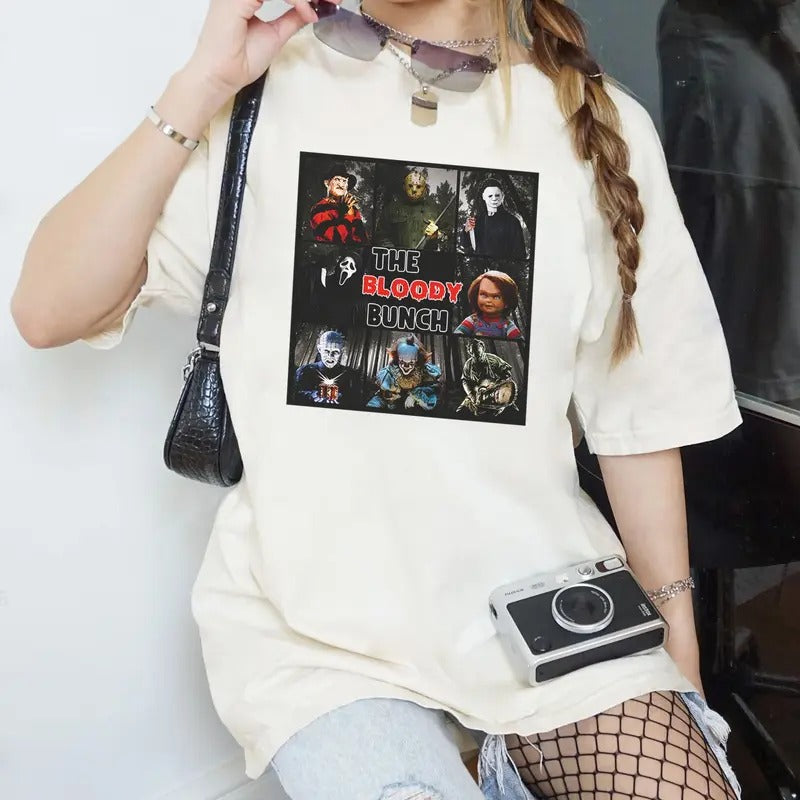 Bloody Bunch Halloween Shirt Pennywise Jason Voorhees Michael Myers Fan T Shirt Halloween Shirt