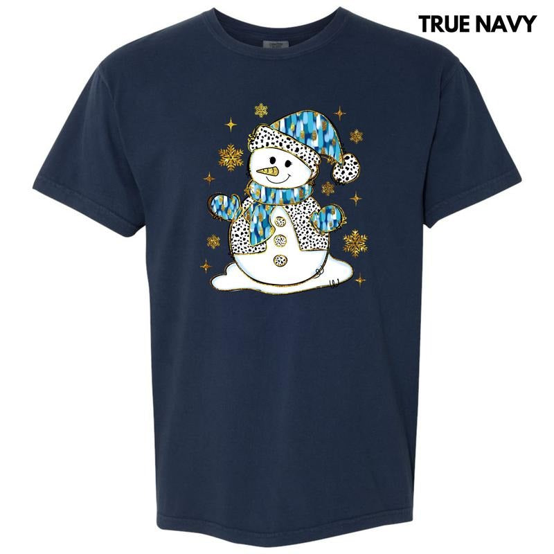 Blue & Gold Spotted Snowman Comfort Colors T-Shirt 'NLB
