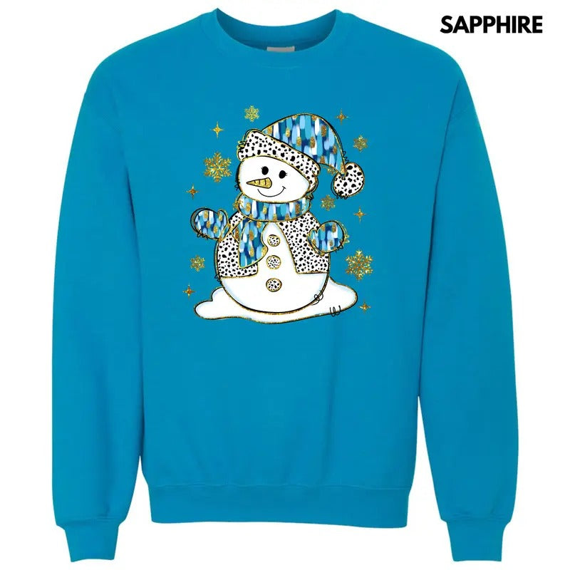 Blue & Gold Spotted Snowman Sweatshirt 'NLB'
