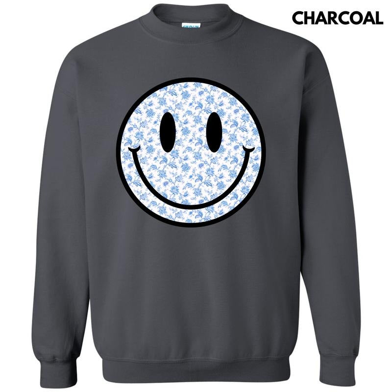 Blue Floral Happy Face Sweatshirt 'NLB'