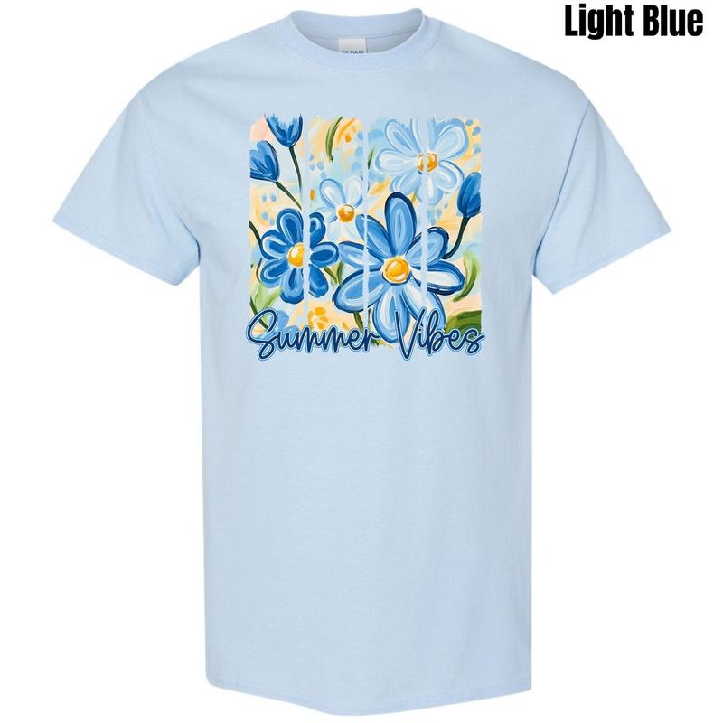 Blue Flower Summer Vibes Gildan Short Sleeve T-Shirt 'NLB'