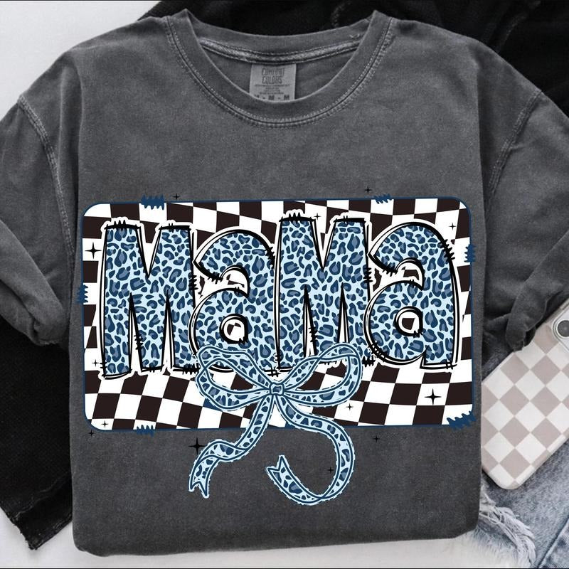 Blue Mama Coquette Bow Shirt, Mama Checkered Shirt, Boy Mama Shirt, Leopard Mama Shirt, Mama Shirt, Mama Bow Shirt, Mothers Day Gift Shirt,Popular Now Shirt