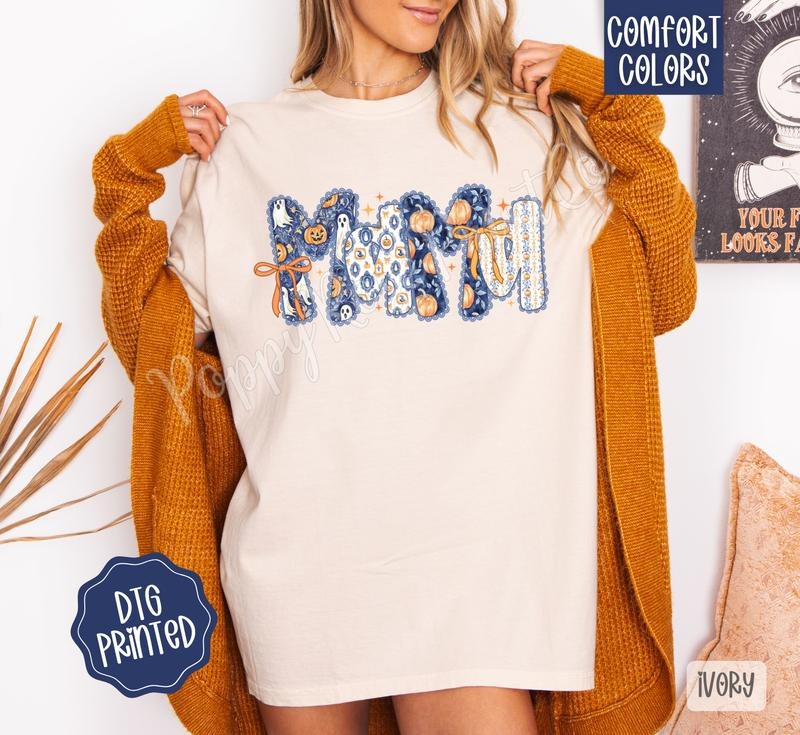 Blue Pumpkin Mama Comfort Colors, Trendy Fall Tshirt