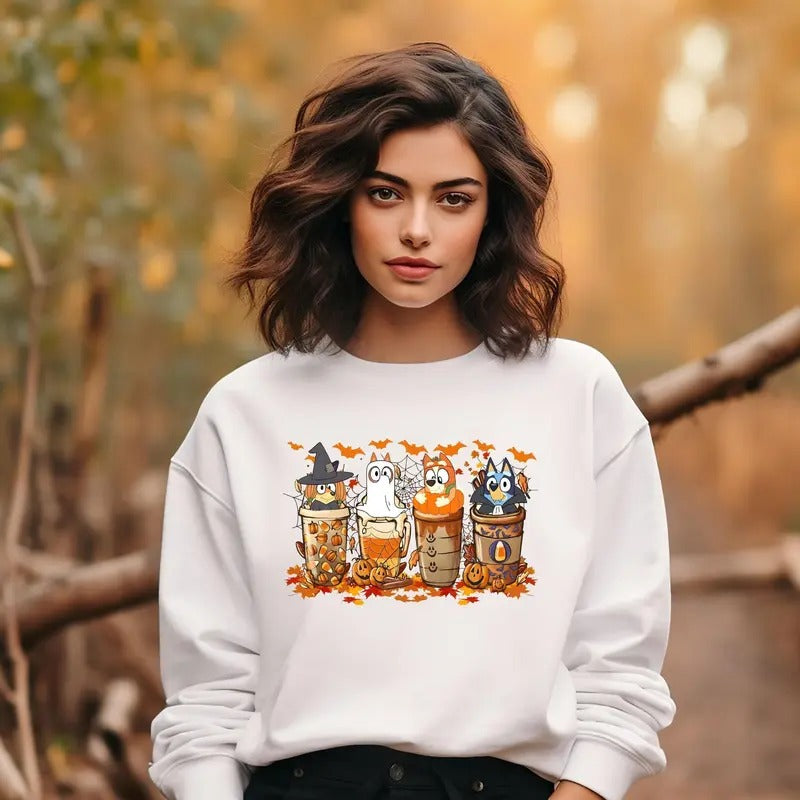 Bluey Coffee Shirt, Bluey Latte Drink Cup Shirt, Funny Halloween Shirt, Coffee Lover Shirt, Halloween T-shirt