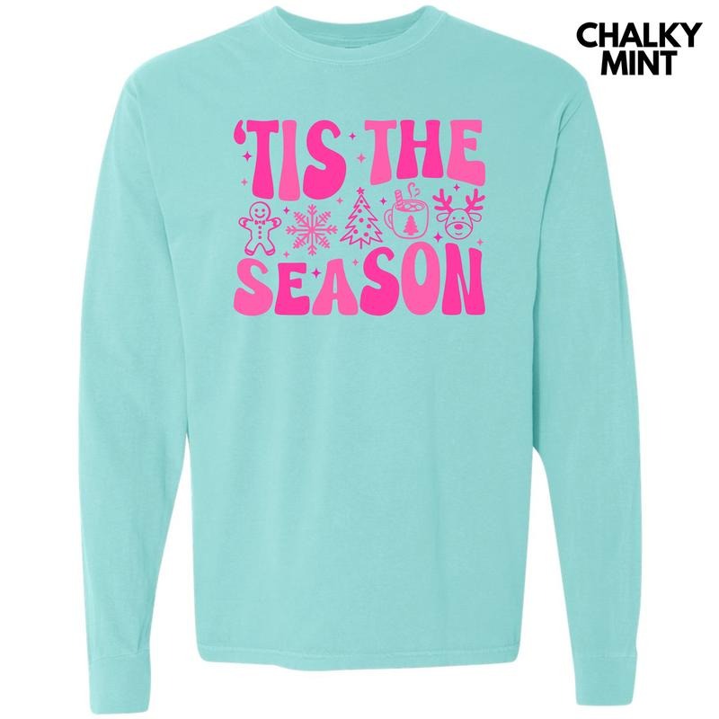 Bold Tis The Season Pink Long Sleeve Comfort Colors T-Shirt 'NLB'