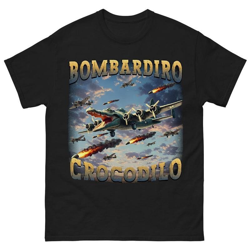Bombardiro Crocodilo Funny Brain Rot T-shirt, Meme Shirts, Crocodile Tshirt, Gift for Him, Gifts, Viral Internet Meme Tee, funny summer t-shirts, Gift for Mom, Menswear Top, women top, Gift For menswear