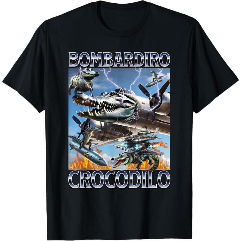 Bombardiro Crocodilo Shirt, Funny Italian Brainrot Meme T-Shirt, Crocodile Plane tshirt, Graphic Tee, Comfy and Quality, Gift for Mom, Menswear Top, women top, Gift For menswear