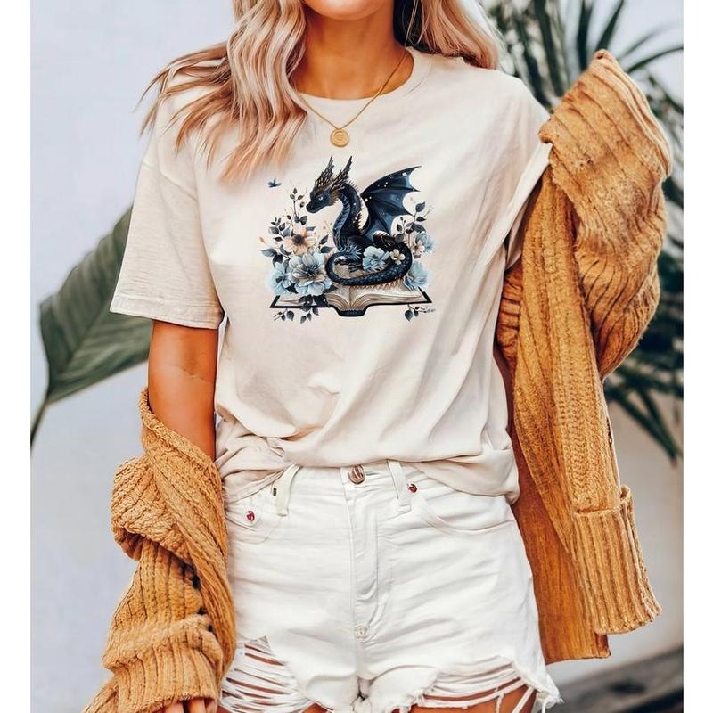 Book Lover T-Shirt, Fantasy Book Reader Tee, Bookish Tee, Book Addicted Tee, Dragon Shirt, dragon lover tee, book worm