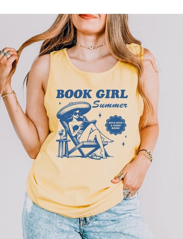 Book Merch Shirt Book Girl Summer Tank Top Funny Bookish Gift for Her Summer Reading Shirt Oversized Beach Tank Book Lover Tank Coconut Girl Bookish Shirt