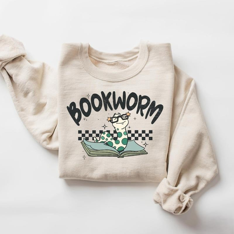 Bookworm Snake Shirt, Book Lovers Hoodie, Bookish Sweater, Teacher Book Lovers, Librarian Shirt, Book Lover Gift, Bookworm Crewneck 68C9I