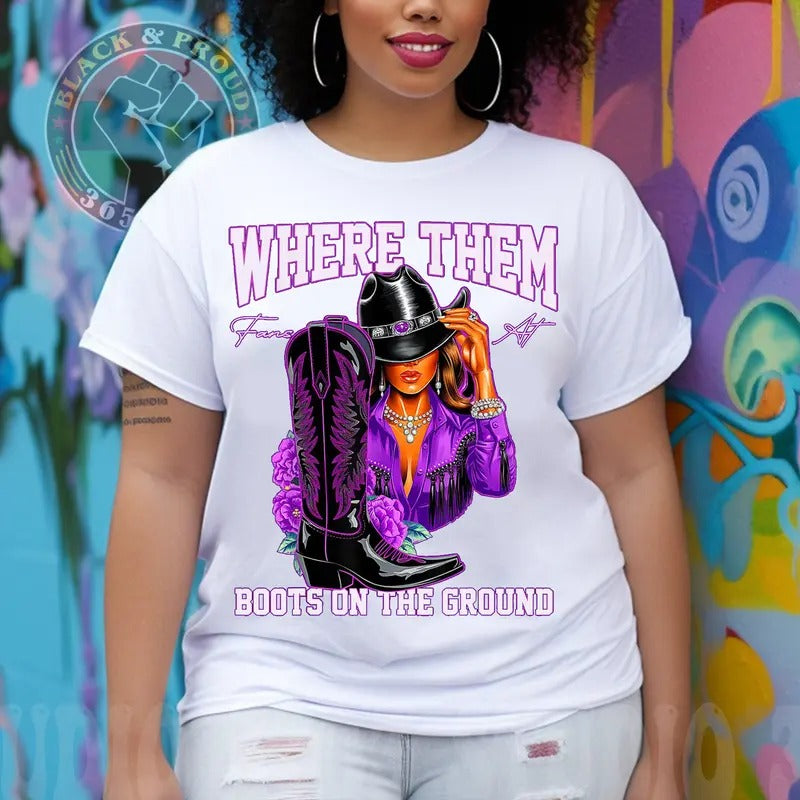 Boots On The Ground T-shirt, Where Them Fans At Shirt, Purple County Line Dance Tees, Girls Grab Your Fans T-shirt, Black Cow Girl Magic Shirt, Gift for Her