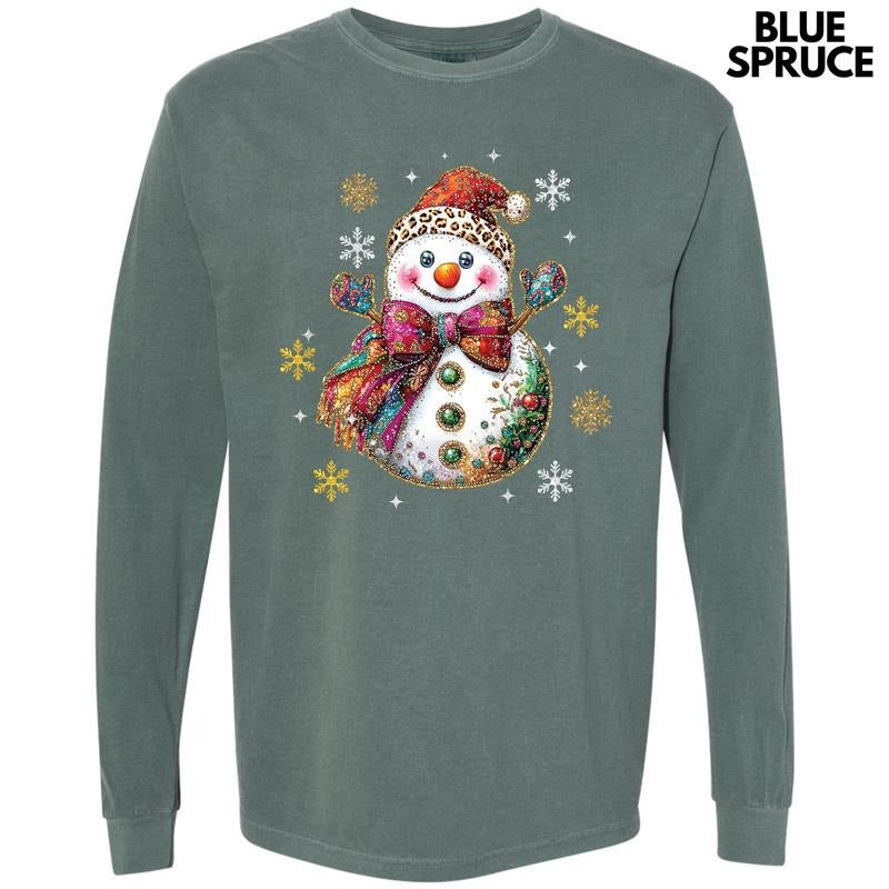 Boujee Snowman Long Sleeve Comfort Colors T-Shirt 'NLB'