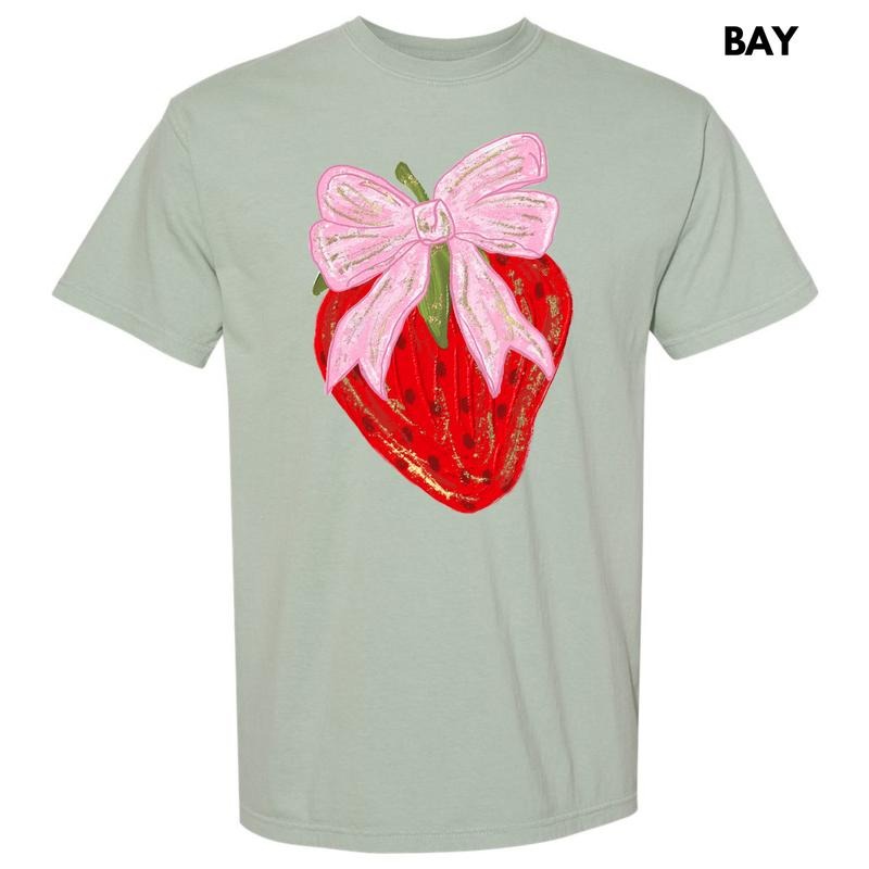 Bow Topped Strawberry Comfort Colors T-Shirt 'NLB'