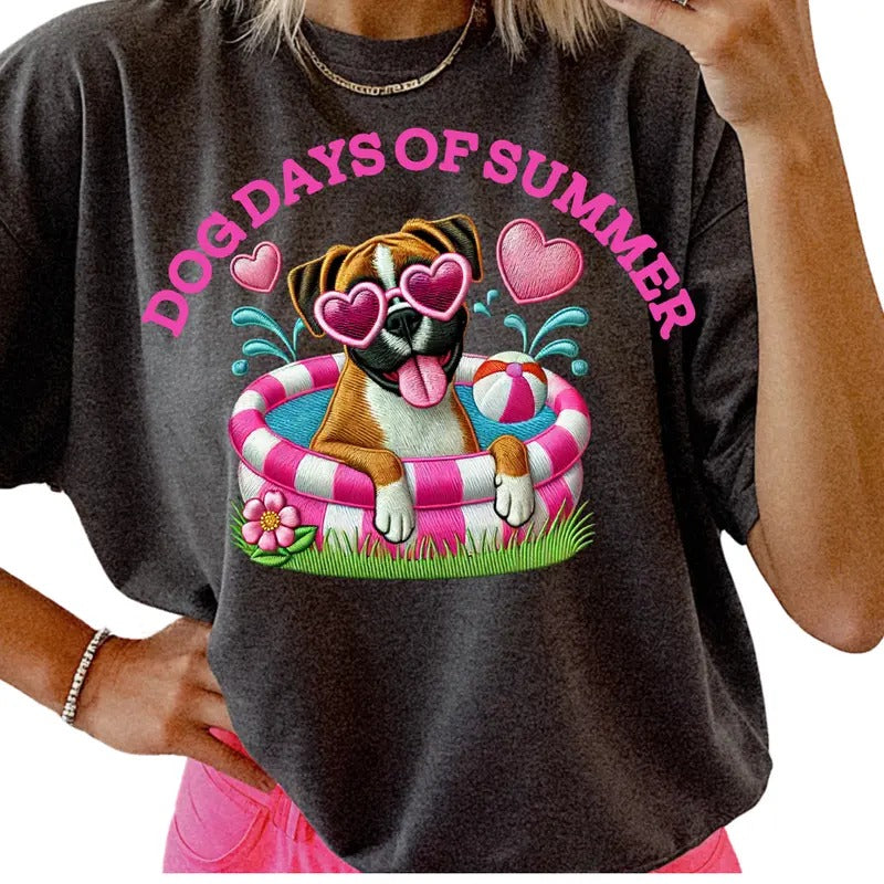 Boxer Dog Days of Summer Shirt ~ Unisex Apparel Relaxed Fit Printed In The USA Clothing Womenswear Casual Comfort Cotton Top Athletic Boho Chic
