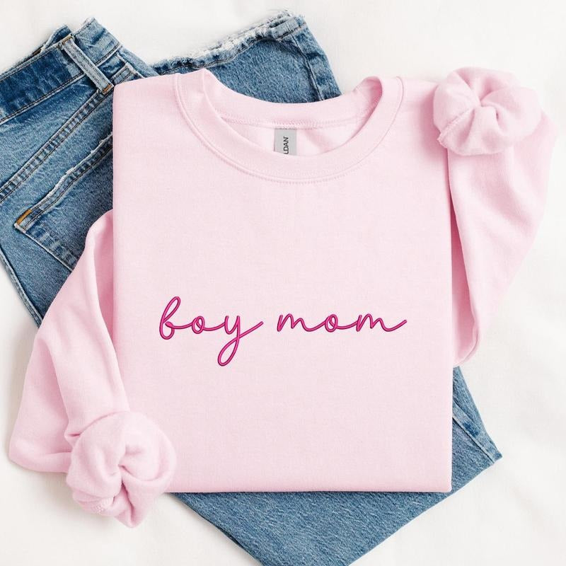 Boy Mom Embroidered Sweatshirt - Unisex Crewneck Pullover for Busy and Comfy Mom Life | Mother's Day Giftstyle{n002}2