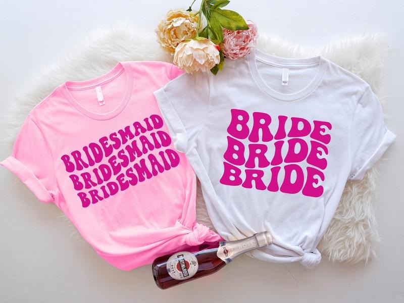 Bride And Bridesmaid Shirt, Matching Bachelorette Party Tee, Bridal Party T-shirt, Wedding Gift for Bridal Shower, Maid Of Honor Shirt.