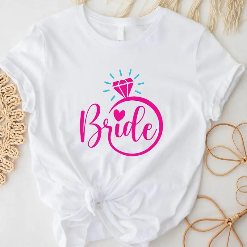 Bride Shirt, Pink Bachelorette T-Shirt, Bridal Shower Tee, Engagement Party Tee, Bride To Be