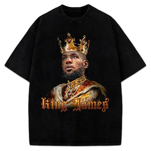 Bron the King T Shirt Year 22 Basketball - Vintage Painting Style Graphic Tee Design T-Shirt Crewneck Cotton