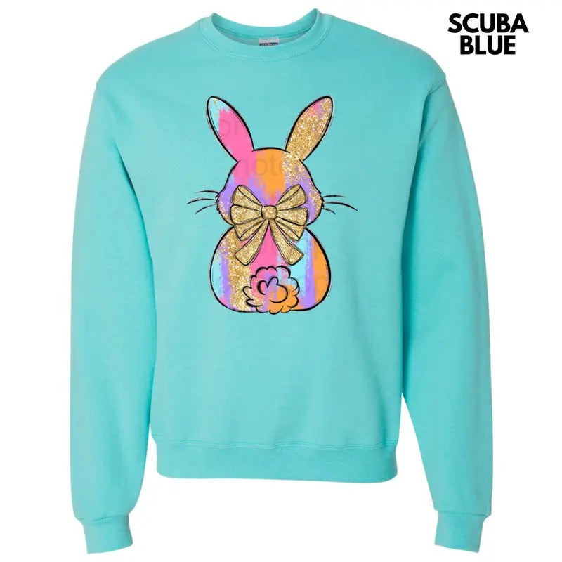 Brushstroke Faux Glitter Bunny Sweatshirt