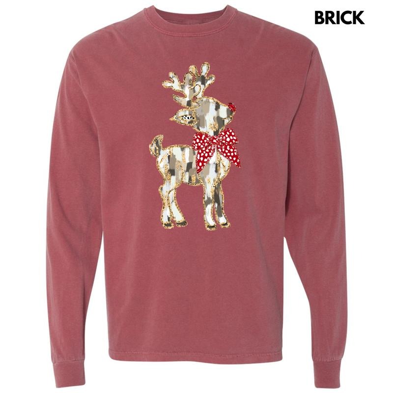 Brushstroke Reindeer Long Sleeve Comfort Colors T-Shirt 'NLB'