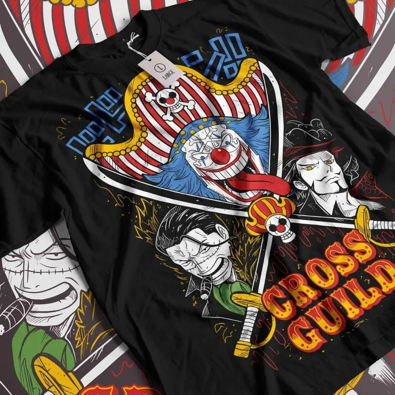 Buggy One Piece , One Piece Pirates Cross Guild Anime Unisex Tshirt ALL SIZES