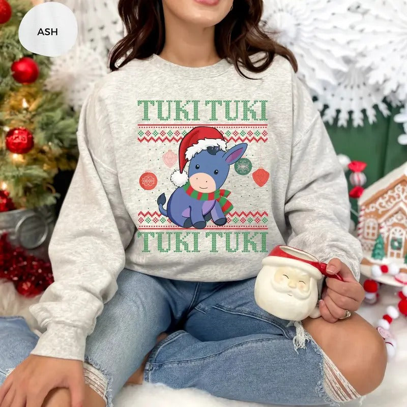 Burrito Sabanero Crewneck Sweatshirt de Navidad, Tuki Tuki Latina Ugly Christmas Sweater, Mexican Feliz Navidad Knit Womenswear
