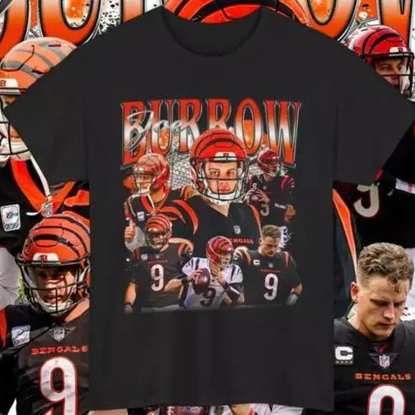 Burrow T-Shirts Graphic Tee Vintage Football Unisex, Apparel for Game Day, Gift for Football Fans