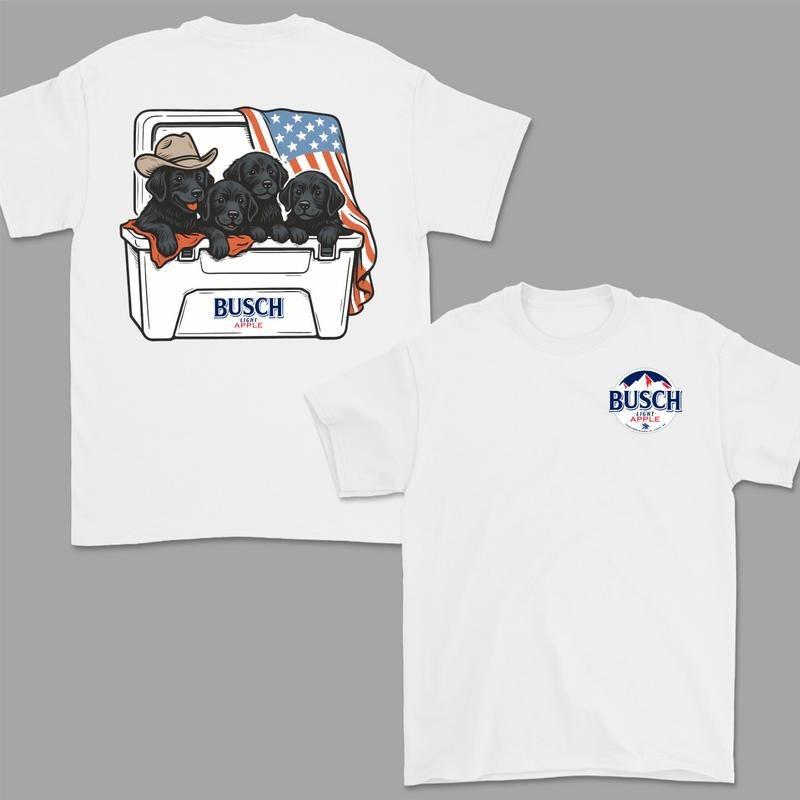 Busch Light Apple Dogs Beer Tees, 4th Of july T-Shirt, Black Labrador Tshirt, Perfect Beer And Dog Shirt For Men, For Women, Gift For All, Menswear Top