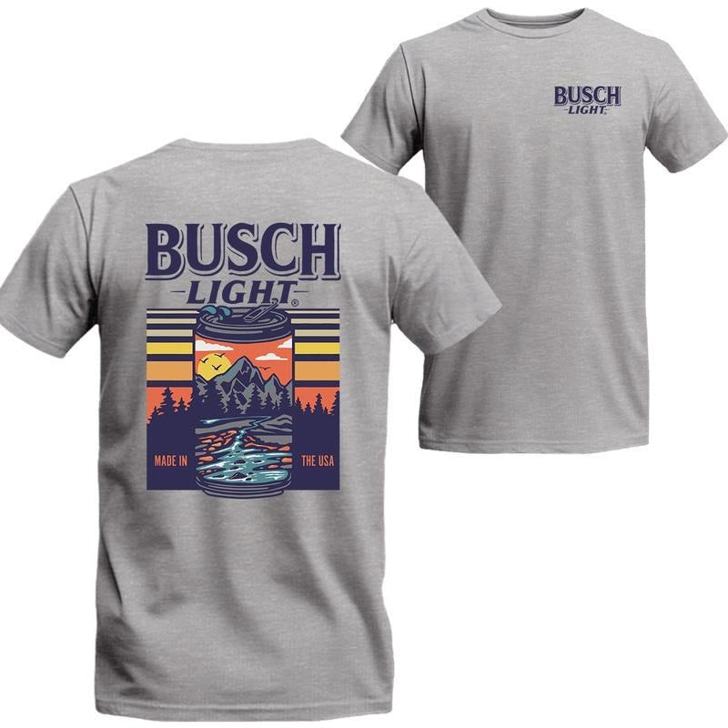 Busch Light Mans T-shirt, Busch Light Can Scenic Short Sleeve Tee, Unisex Shirt
