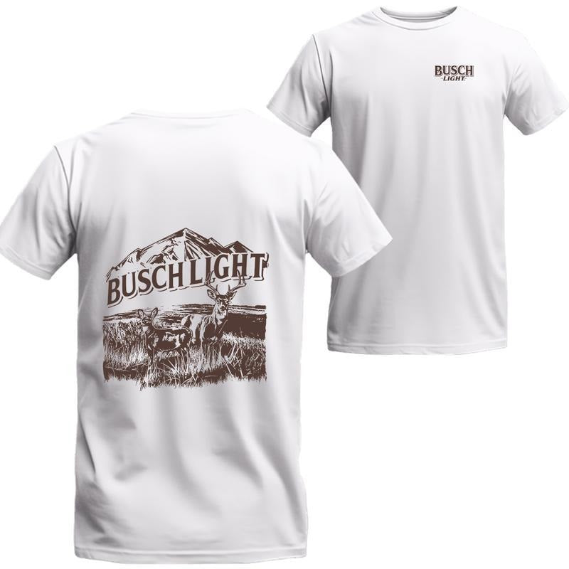 Busch Light Wildlife Deer 2-Side T-shirt, clothes seasons, Busch Lite Short Sleeve Tee, Unisex Shirt, Menswear Top, beer shirt, drinking shirt Cotton Crewneck