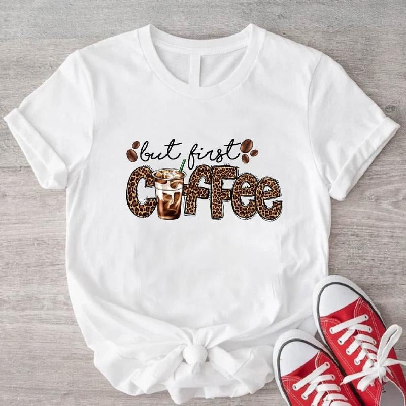 But First Coffee Shirt, Coffee Lover Gift T-Shirt, Trendy Coffee Leopard Shirt, Unisex Coffee Addict Gift Tee.