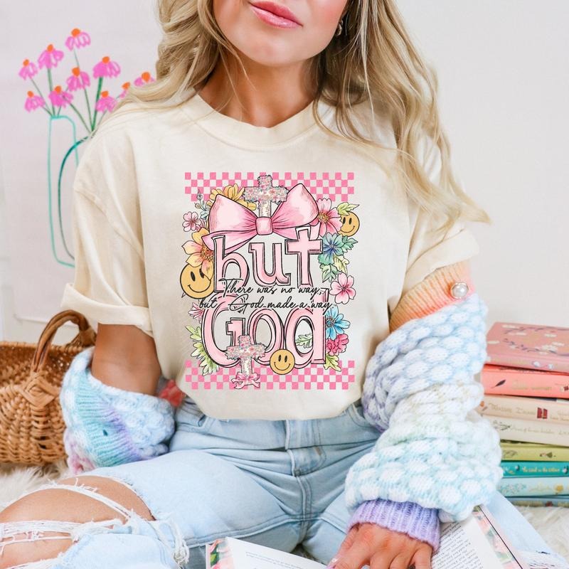 But God Pink Checkered DTF Transfers - THIS IS NOT A SHIRT