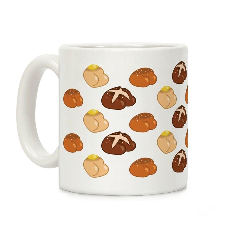 Butt Buns Pattern Coffee Mug, Graphic Tees, Funny Coffee Mug Gift