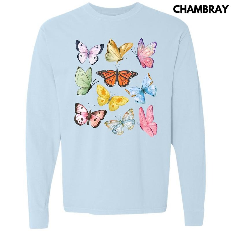 Butterfly In The Sky Long Sleeve Comfort Colors T-Shirt 'NLB'