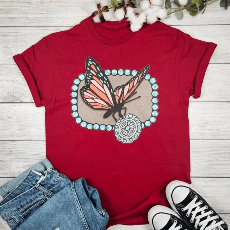 Butterfly With Gemstone Graphic T-shirt