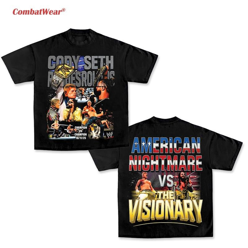 COMBATWEAR Cody Rhodes vs Seth Rollins WWE Crown Jewel T-shirt For Wrestling Fan Apparel Cody Rhodes & Seth Rollins Fans Tee Wrestling Fan Gift