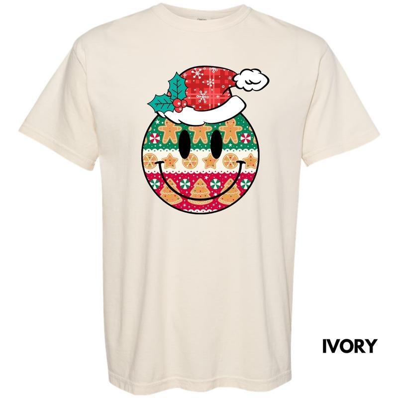 CRAZY Christmas Happy Face Comfort Colors T-Shirt 'NLB'