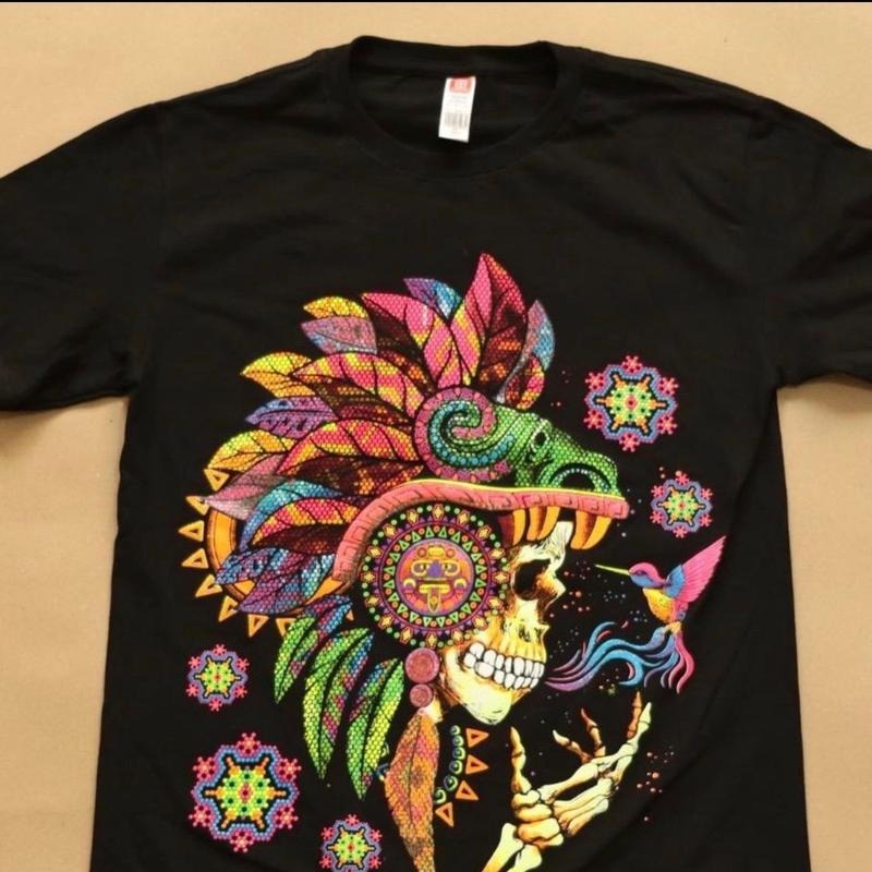 Calavera penacho T-shirts Cotton Black
