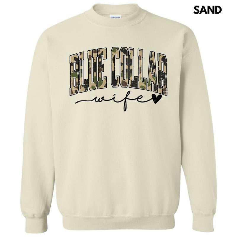 Camo Blue Collar Wife Sweatshirt 'NLB'