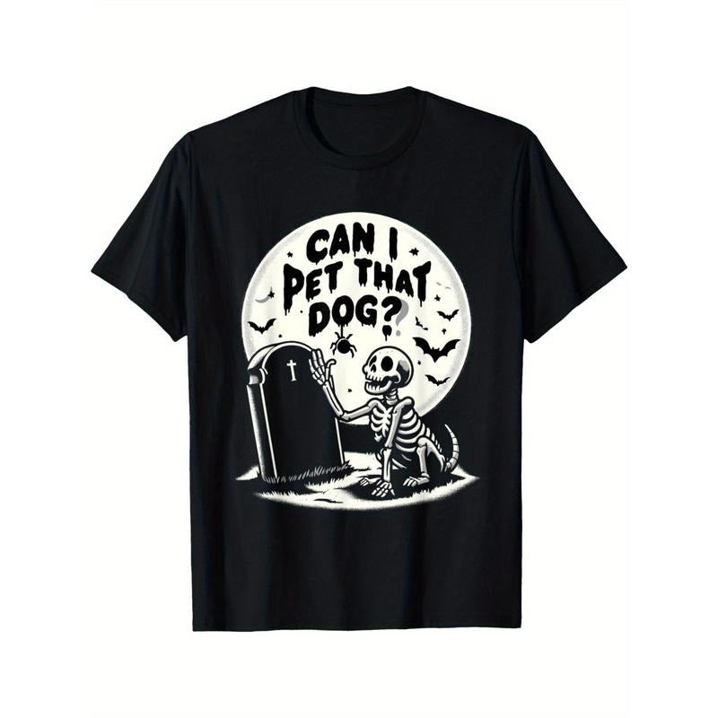 Can I Pet That Dog Halloween - Skeleton Pet Dog Gift Men's T-Shirt made in usa
