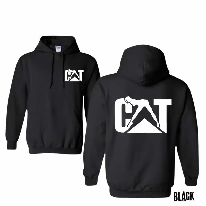 Cat With Woman Hoodie, Unisex Classic Fabric Shirt, lady Cat tee, Menswear Sweaters Tops Pullover Human Casual Long Sleeve Menswear