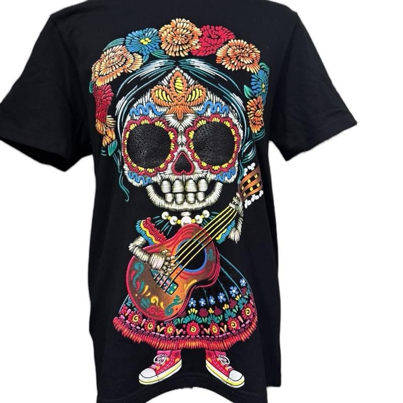 Catrina con guitarra T-shirts for Mens Crewneck