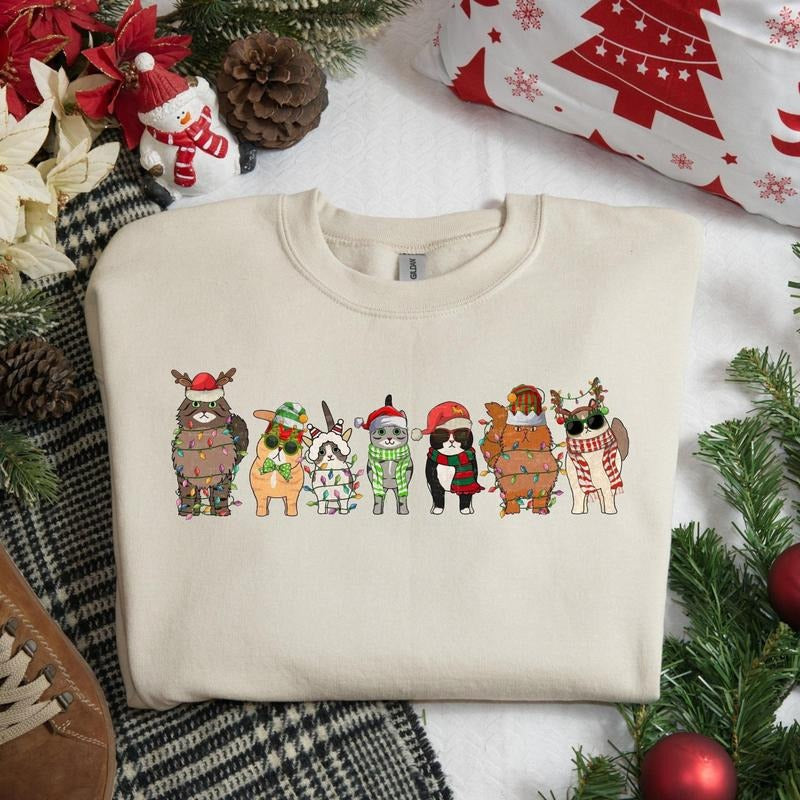 Cats Christmas Sweatshirt, Meowy Christmas Shirt, Cat Lovers Xmas Sweater, Christmas Cat Owner Sweatshirt, Christmas Gifts, Cat Sweater, Christmas Gift, Cat Lover Christmas Shirt, Happy Cat Year Shirt