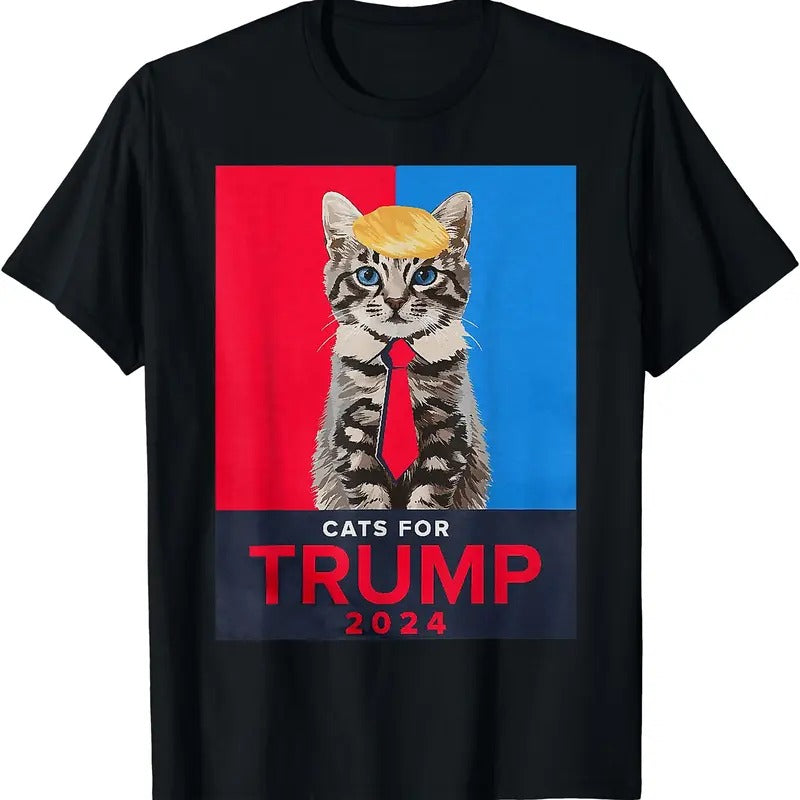 Cats For Trump 2024 | Trump Cat Funny T-Shirt | Unisex Cotton Tee Gift | Full Size