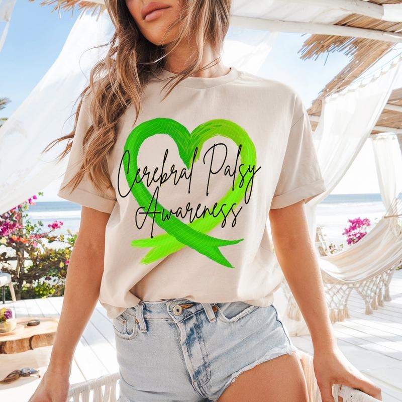 Cerebral Palsy Awareness Heart DTF Transfers - THIS IS NOT A SHIRT