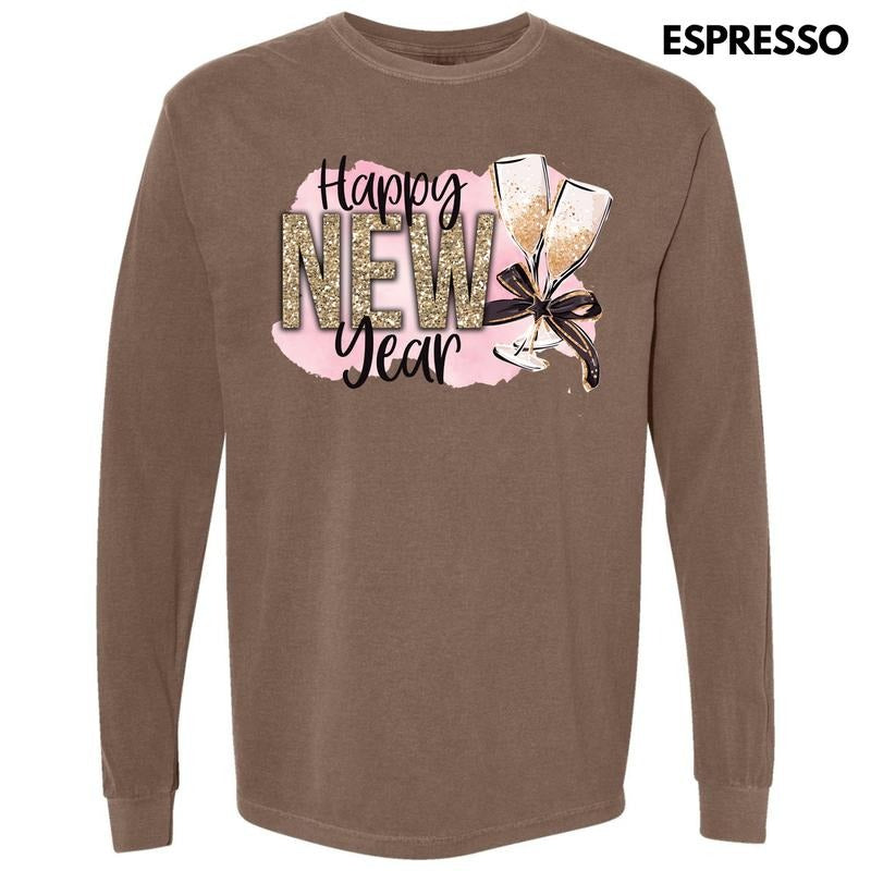 Champagne New Year Long Sleeve Comfort Colors T-Shirt 'NLB'